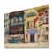 Designart - The Facade of The Buildings In A Cozy Streets - French Country Print on Natural Pine Wood